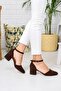 Women's Brown Suede Heeled New Classic Shoes - 3