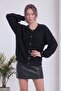 Women's Buttoned V-Neck Long Sleeve Soft Textured Knitwear Cardigan White, Black - 7