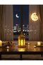 فانوس رمضان ذهبي للزينة، ديكور إسلامي تقليدي لرمضان مع مقبض للتعليق - 2