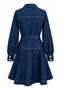 Contrast Stitched Gold Button Denim Dress - 2