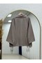 Nurbanu Collar and Sleeve Drawstring Pocketed Jacket-Nl1097 Mink - 8