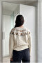 Women's White Standard Size Embroidered Knit Sweater - 2