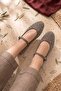 Arsel Stone-Detail Ankle-Strap Women's Flats Brown