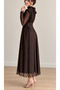 Padded Halter Neck Flock Print Gold Glitter Maxi Dress - 3