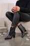 Kavra Double Buckle Detail Medium Thick Heel Women's Boots Black - 2