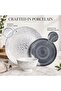 Porcelain LEO 18-Pc Dinner Set – Grey| 6 Dinner Plates, 6 Side Plates & 6 Small Bowls - 6