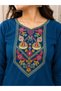 Blue Slub Cotton Embroidered Straight Kurta Pant Set - LRN9737 | Blue-Size:M-38-Inches - 5