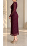 Double-Breasted Collar Brooch Detailed Flock Print Gold Glitter Dress - 2