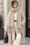 Puff Scarf Shawl Shoulder Shawl - Curled Scarf Shawl - Puffy Cherry Soft Shoulder Shawl Off-White - 2