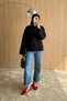Zero Collar Lightweight Spanish Sleeve Soft Textured Angora Women's Knitwear Sweater - 9