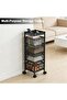 4-Tier Rolling Storage Cart with Rotating Baskets, Multi-Purpose Metal Mesh Organizer Trolley with 360° Locking Wheels, Portable Storage Rack for Kitchen, Bathroom, Bedroom, Living Room & Office - 6