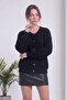 Women's Buttoned V-Neck Long Sleeve Soft Textured Knitwear Cardigan White, Black - 5