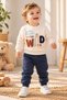 Baby boy wild embroidered sweatshirt and bottom tracksuit 2-piece set 3-6-9-12 months - 2