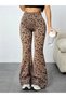 Women's high-waisted flared patterned ribbed knit pants - 2