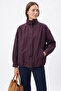 High Collar Trench Coat 202708 - Mürdüm - 2