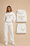Women's Blessed Printed 3 Thread Rastered Top and Bottom Tracksuit Set