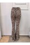 Women's high-waisted flared patterned ribbed knit pants - 8