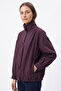 High Collar Trench Coat 202708 - Mürdüm - 3