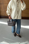 High Collar Balloon Sleeve Gold Button Soft Knitwear Women's Sweater - 3