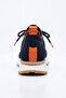 Delta Navy Blue-Orange Knitwear & Genuine Leather Sneaker - 8