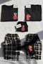 Women's Single Black Plaid Kitten & Mouse Pajama and Underwear Set (Women's Version of Couple's Pajamas)