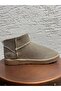Women's Stoned Mink Ultra Mini Suede Boots with Fur Inside 3 cm Byndum01 - 6