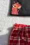 Men's Single Black Red Plaid Kitten & Mouse Pajama Set (Men's Version of Couple's Pajamas) - 6