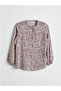 Plum Tie Collar Patterned Women's Blouse - 2