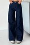 Women's High Waist Jean Loose Fit Extra Wide Leg Denim Trousers 1240 Navy Blue - Premium Series