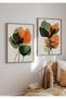 Natural Wood Framed 2-Piece Botanical Floral Wall Decor Painting Set for Living Room Living Bedroom Kitchen