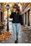 Women's long sleeve waffle knit blouse with collar, zipper detail, and decorative pockets. - 5