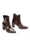 Women's Brown Patent Leather Pointed-Toe Thick-Heeled Stylish Buckle Detailed Comfortable and Stylish Boots - 2
