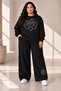 Women's Plus Size Winter Rose Print 2-Piece Tracksuit Set Oversized Sweatshirt & Wide-Leg Pants XL 2XL 3XL 4XL 5XL 6XL 7XL - 2