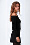 Women's Black Boat Neck Soft Textured Knitwear Sweater - 3