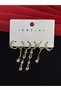 316L Steel Jewelry Gold Color Set of 6 Zircon Stone Earrings - 2