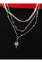 316L Steel Silver Color Star Zircon Stone Three Chain Necklace - 3
