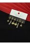 316L Steel Jewelry Gold Color Set of 6 Zircon Stone Earrings - 2