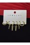 316L Steel Jewelry Gold Color Set of 6 Zircon Stone Earrings