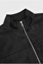 Basic Slim Fit Seasonal Stand Collar Suede Jacket - 2