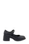 Black Leather High Sole Banded Women's Loafers (053 2606670)