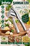 Steel Metal Garlic Crusher 9X14.5 cm Oval Chamber Press Garlic Crusher with Handle