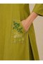 Olive Green Slub Cotton Embroidered Kurta Palazzo Set - LRN9484 | Olive Green-Size:M-38-Inches - 5