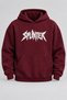 Oversize Splinter Printed Hooded Burgundy Sweatshirt