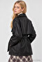 Belted Premium Selection Faux Leather Trench Coat Lby0092 Black - 5