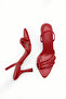 Burgundy Thin Heeled Sandals Elegant Thin Heeled Shoes with Back Strap - 5