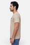 Men Crew Neck Short Sleeve Brand Logo T-Shirt, Dark Beige - 3