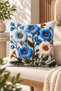 Set of 4 Floral Decorative Throw Pillow Covers 43X43 Cm, 3D Effect Digital Printed - Sapphire Flowers - 4