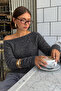 Women's Anthracite Boat Neck Soft Textured Knitwear Sweater