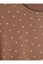 Ozmarka New Season Brown Crew Neck Patterned Women's Capri Pajama Set - 7