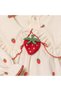 Baby Girl 100% Cotton Strawberry Patterned Bandana Romper -Ecru - 3